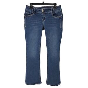 WallFlower Bootcut Low Rise Dark Wash Double Button Jeans Womens 11